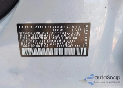 2019 Volkswagen Jetta 1.4T R-Line/1.4T S/1.4T Se z USA, uszkodzony, nr VIN 3VWC57BU3KM071164